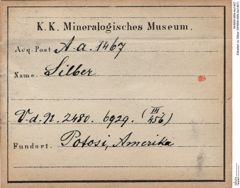 Etiketten zu Silber (NHMW-MIN-Aa1467)
